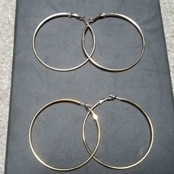 Gold & Rose Gold Hoop Earrings - Picture 5 of 5